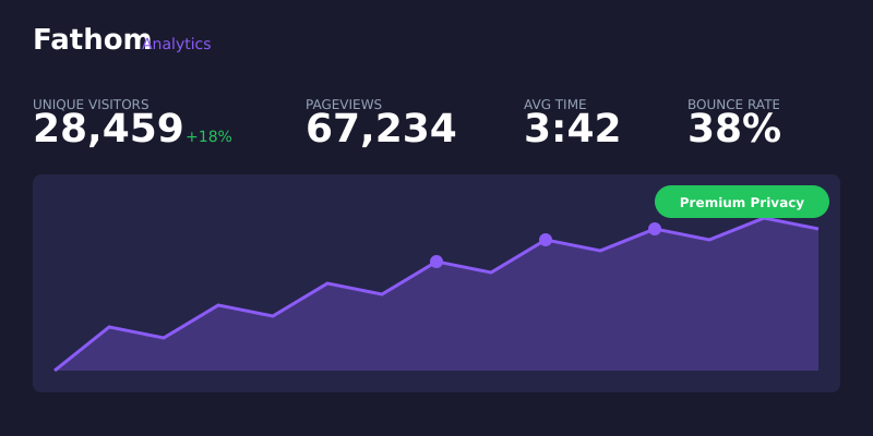 Fathom Analytics clean interface with privacy-focused metrics